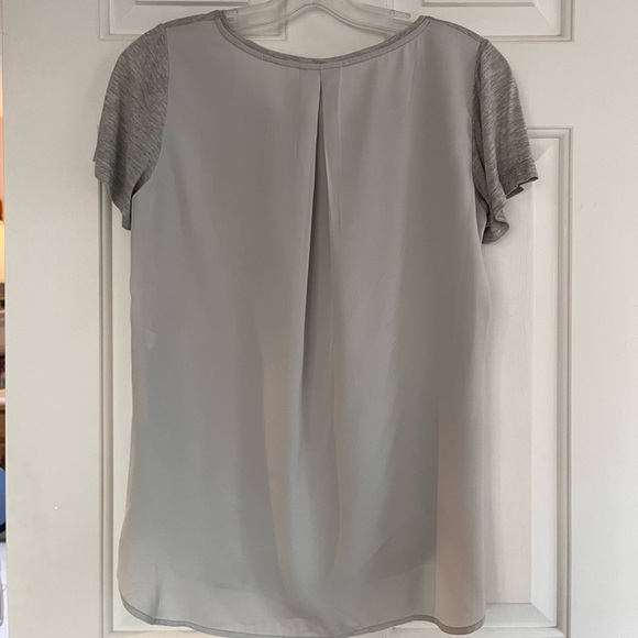 Club Monaco Jewel Embellished Mixed Media Tee XS Heather Grey - Picture 7 of 12